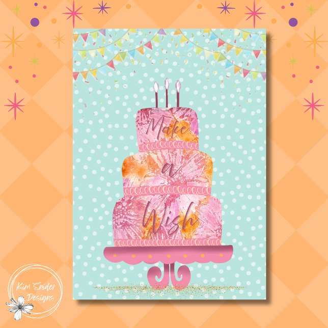 Make a Wish Birthday Cake With Candles Card (Creator Uploaded)
