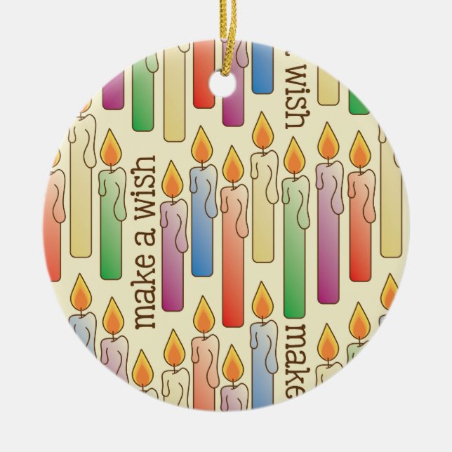 “Make a Wish” Birthday Candles Ornament (Front)