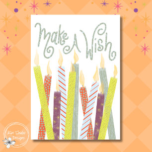 "Make a Wish" Colourful Birthday Candles  Card