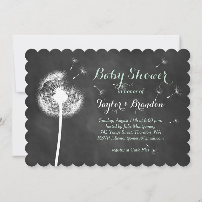 Make a Wish! Couple's Shower Invitation (mint) (Front)