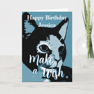 Make a wish Cute Cat Birthday Card