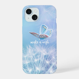 Make a Wish Dandelion and Butterfly Design iPhone 15 Case