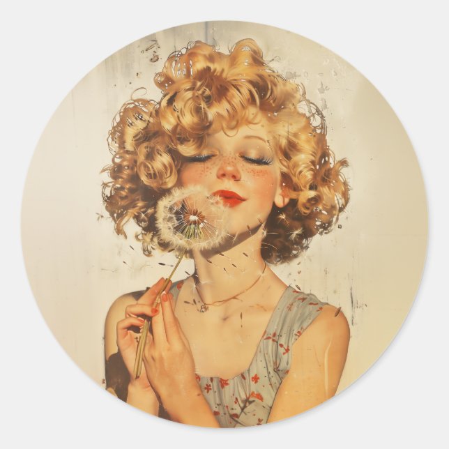Make a Wish Dandelion Classic Round Sticker (Front)