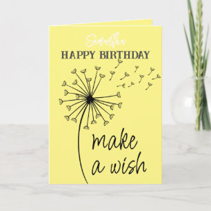 Make a Wish Dandelion Clock.Editable birthday card