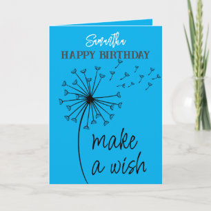 Make a Wish Dandelion Clock.Editable birthday card