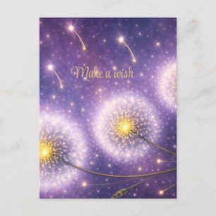 make a wish dandelion dreams wishing flowers postcard