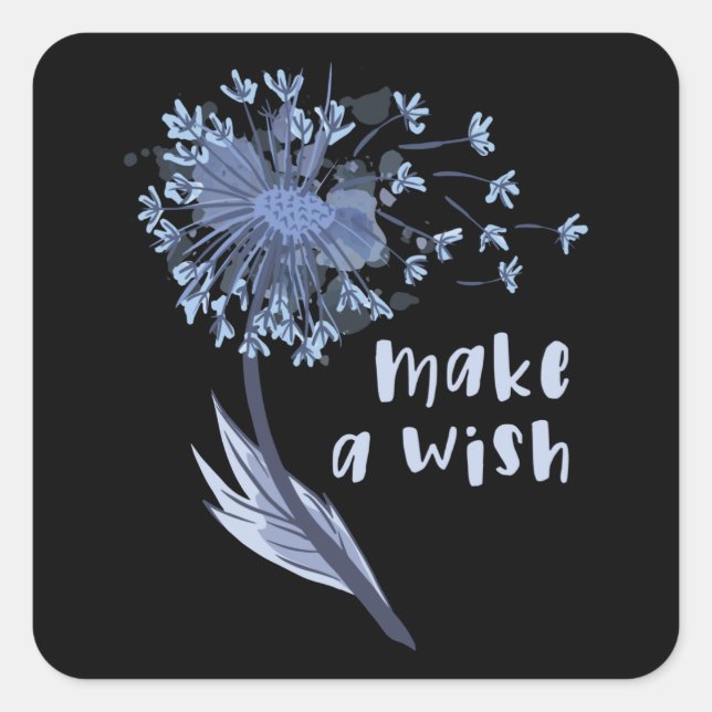 Make a wish Dandelion Flower Square Sticker (Front)