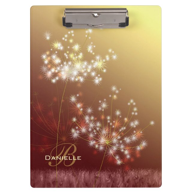 Make a Wish Fall Dandelions Monogram Clipboard (Front)