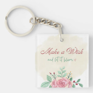 Make a Wish Keychain Floral Cute Accessory