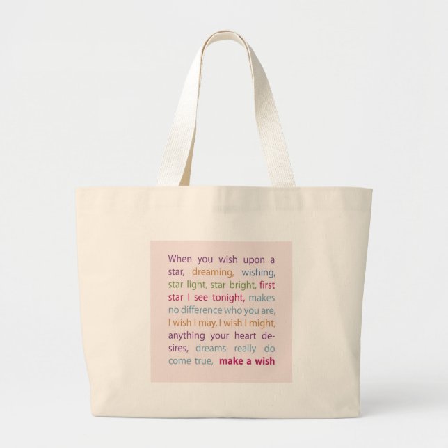 Make a Wish Large Tote Bag (Front)