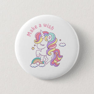 Make a wish magical unicorn  6 cm round badge