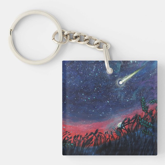 Make a Wish on a Shooting Star Illustration Key Ring (Front)