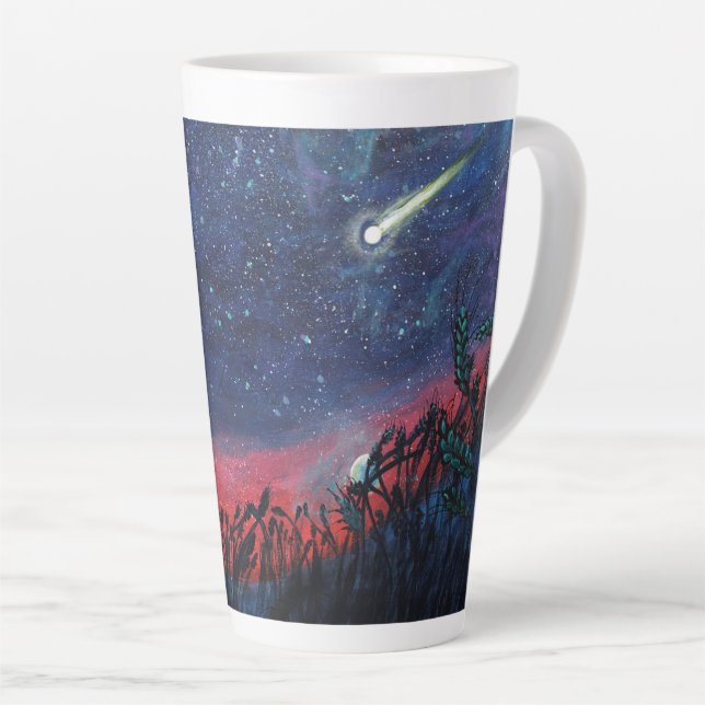 Make a Wish on a Shooting Star Illustration Latte Mug (Right Angle)