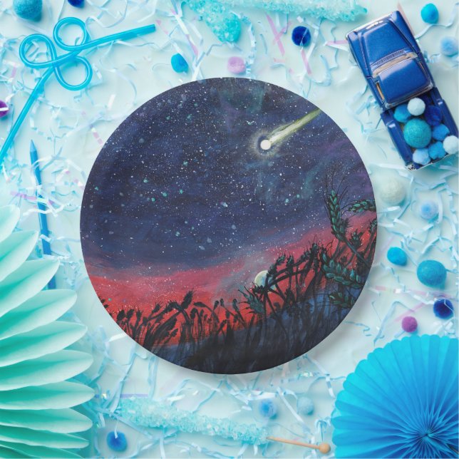 Make a Wish on a Shooting Star Illustration  Paper Plate (Party)