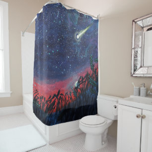 Make a Wish on a Shooting Star Illustration Shower Curtain