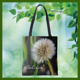 Make a Wish Personalised, Believe, Dandelion Tote Bag