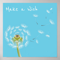 Make a wish quote Dandelion sky blue and white