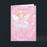 Make a Wish 'Special Daughter' birthday card<br><div class="desc">A funny fairy in pink and blue, ready to make your wishes come true! Greetings card with a cute fairy and the words 'To a special Daughter' on the front. A pink., lilac, blue and white customisable design for you to personalise with your own text, images and ideas.An original coloured...</div>