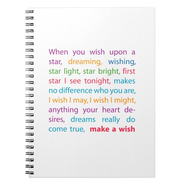 Make a Wish Spiral Notebook (Front)
