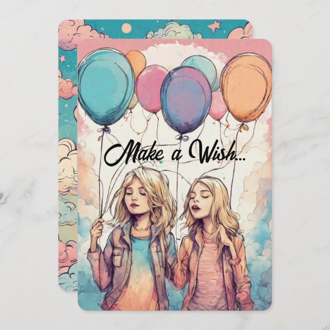  Make a Wish Sweet Sixteen Birthday Party Invitation (Front/Back)
