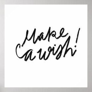 Make a Wish Typography Throw Pillow Poster