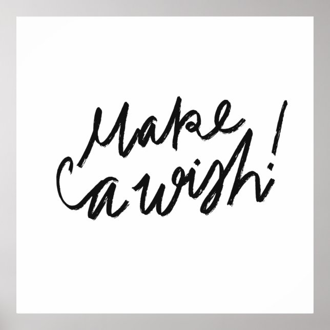 Make a Wish Typography Throw Pillow Poster (Front)