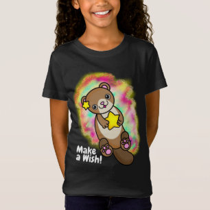 Make a Wish very cute Otter with Golden Star T-Shirt
