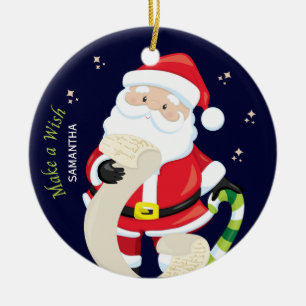make a wish with santa ceramic tree decoration