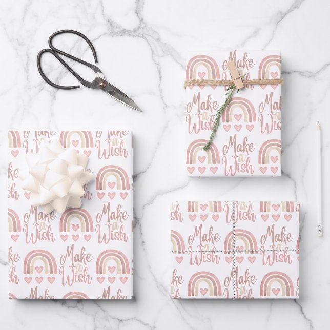 Make A Wish Wrapping Paper Flat Sheet Set of 3 (Front)