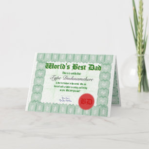 Make a World's Best Dad Certicate Award Card