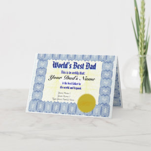 Make a World's Best Dad Certificate Card