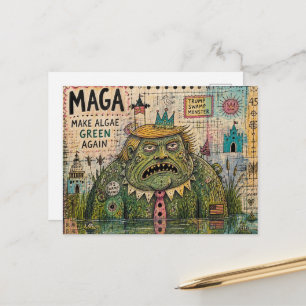 Make Algea Green Again Mixed Media Funny Collage Postcard
