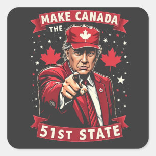 Make America 51st State Canadian American  Square Sticker