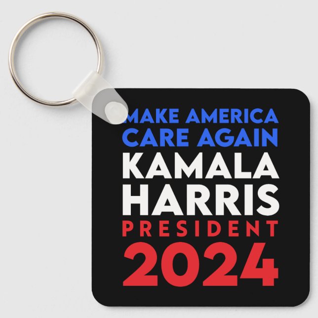 Make America Care Again Harris President 2024 Key Ring (Front)