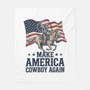 Make America Cowboy Again Patriotic Western Shirt_ Fleece Blanket