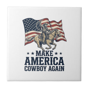 Make America Cowboy Again Patriotic Western Shirt_ Tile