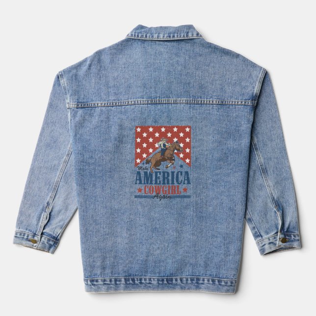 Make America Cowgirl Again Denim Jacket (Back)