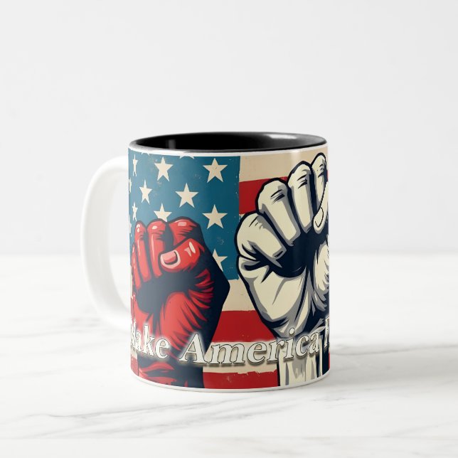 Make America Free Again Artwork Two-Tone Coffee Mug (Front Left)