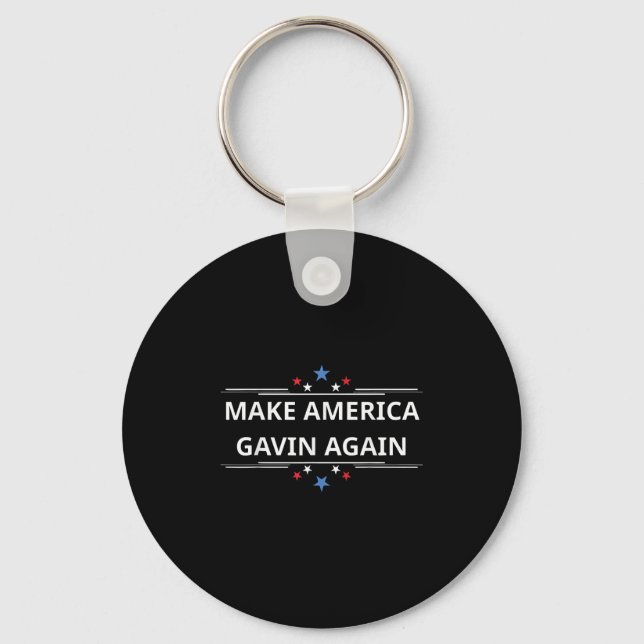 Make America Gavin Again Funny Patriotic Usa Flag  Key Ring (Front)