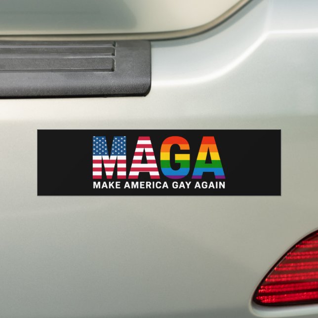 Make America Gay Again Gay Pride 2025 LGBTQ+  Bumper Sticker (On Car)