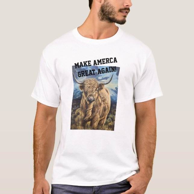 Make America Great Highland Bull T-Shirt (Front)