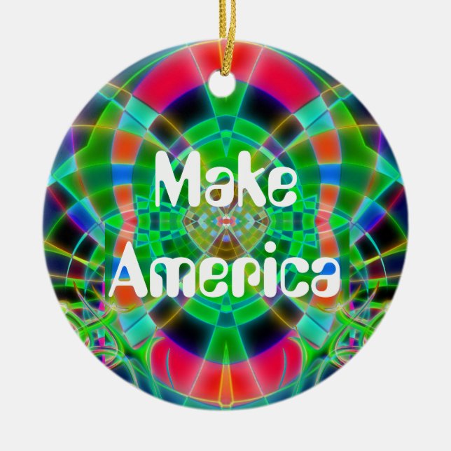 "Make America Groovy Again" Ceramic Tree Decoration (Front)