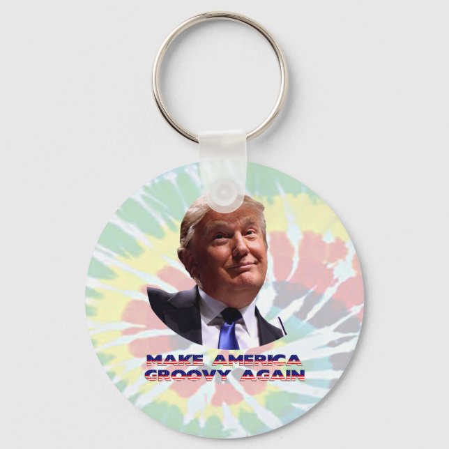 Make America Groovy Again Tie-Dye Keychain (Front)