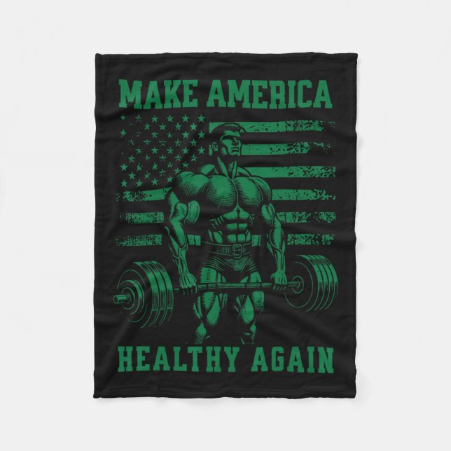 Make America Healthy Again Kennedy Trump Weightlif Fleece Blanket (Front)