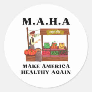 Make America Healthy Again Veggie Stand Trump Rfk Classic Round Sticker