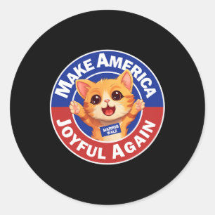 Make America Joyful Again Harris 2024 Cat Lady Classic Round Sticker