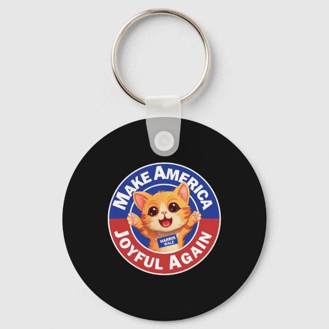 Make America Joyful Again Harris 2024 Cat Lady  Key Ring (Front)