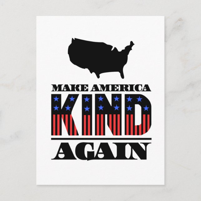 Make America Kind Again Red White Blue Stripe Postcard (Front)