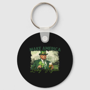 Make America Lucky Again Trump St Patrick Day Sham Key Ring