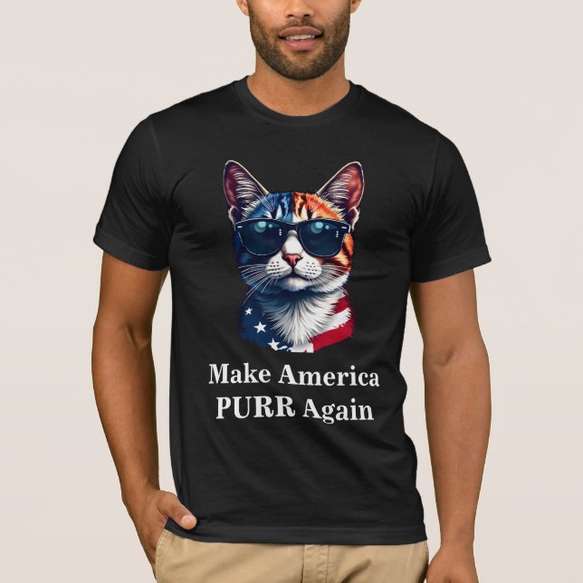Make America PURR Again President Trump Patriotic T-Shirt (Front)